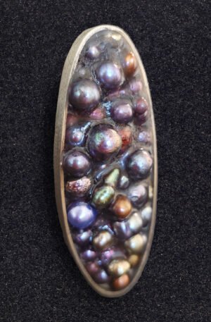 BROCHE OVAL PERLAS  UTS GREY/PURPLE