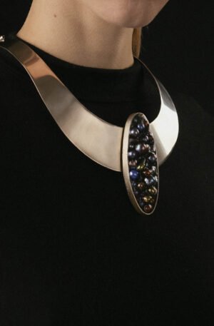 BROCHE OVAL PERLAS  UTS GREY/PURPLE