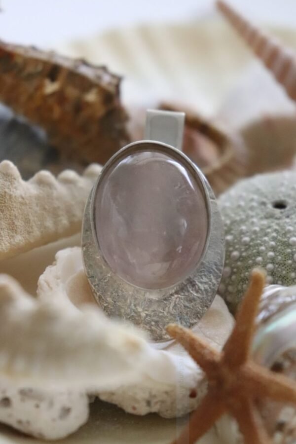 ANILLO POWER STONE PLATA RETICULADA Y CUARZO ROSA - Imagen 3