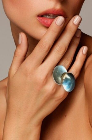 ANILLO PLATA MEDIAS  ESFERAS HALF&HALF